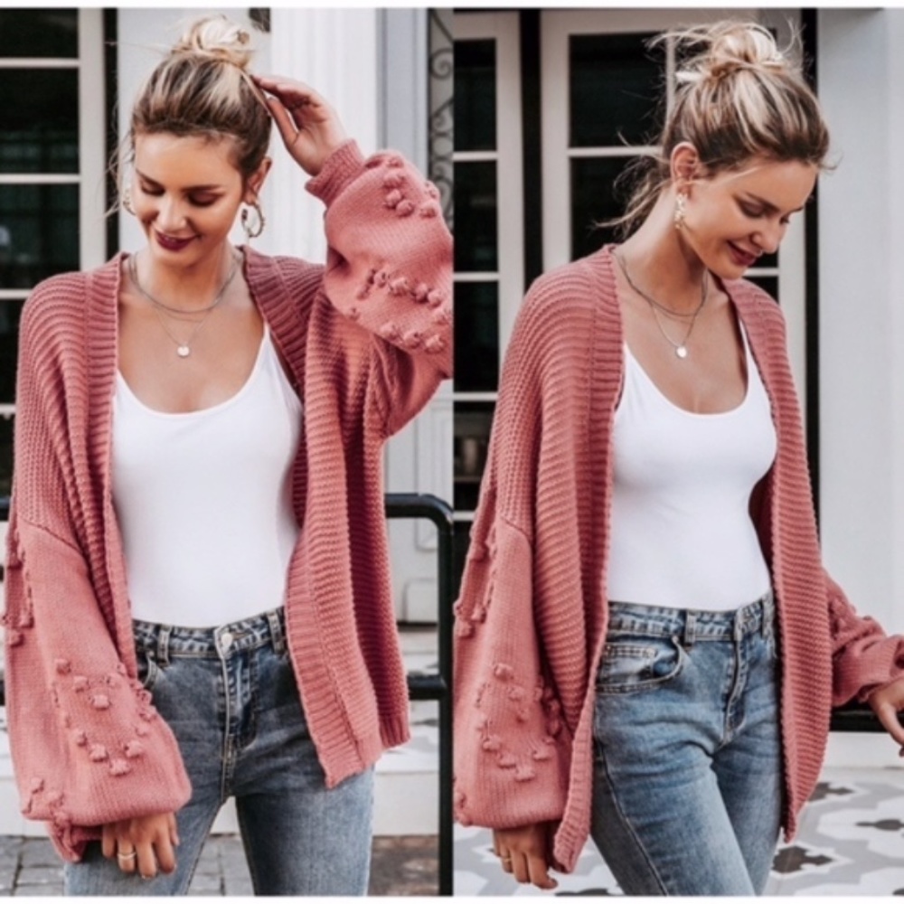 IN STOCK MADISON Balloon Sleeve Knit Cardigan - Picture 4 of 7
